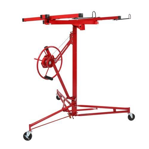Heavy-Duty Drywall Lifter for Single-Person Drywall Installation – Rolling Caster Hoist with Tilting Cradle and Built-in Brake