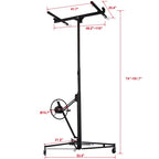 meskel Drywall Panel Hoist Drywall Lift Rolling Panel Hoist Jack Lifter 16ft Black Color