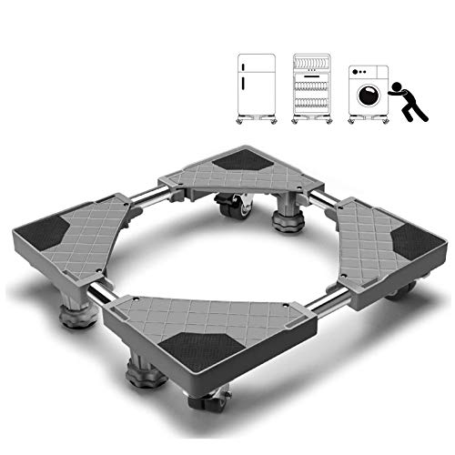 Washing Machine Stand with Wheels, Leveling Legs, 4 Locking Rubber Swivel Wheels and Strong Feet for Washer, Dryer, and Refrigerator Support