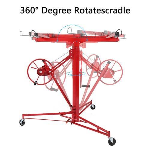 Heavy-Duty Drywall Lifter for Single-Person Drywall Installation – Rolling Caster Hoist with Tilting Cradle and Built-in Brake