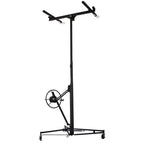 11' Drywall Rolling Lifter Panel,150lb Weight Capacity Panel Hoist Jack Tool Jack Lifter with Adjustable Telescopic Arm and 3 Lockable Wheels - Easy Assembly,Ideal for DIY and Home Renovation
