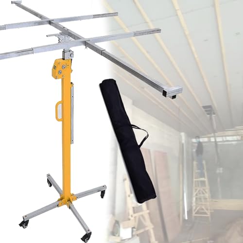 Drywall Lift, Heavy-Duty Panel Hoist Tool, 150lb Capacity, Drywall Lift with Telescopic Arm and Lockable Wheels for Easy Installation
