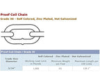 Grade 30 Proof Coil Chain Hot Dip Galvanized Steel 5/16" x 100' Ft