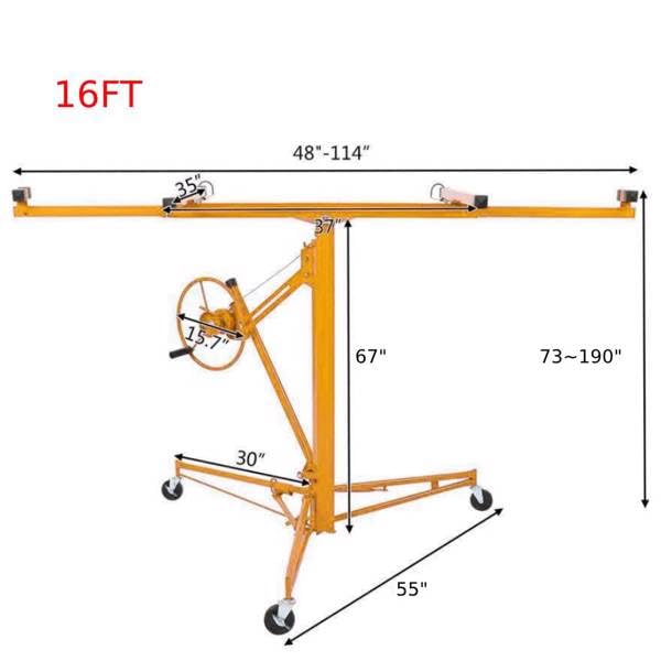 16FT Drywall Lifter Panel Hoist Jack 150lbs Steel Construction