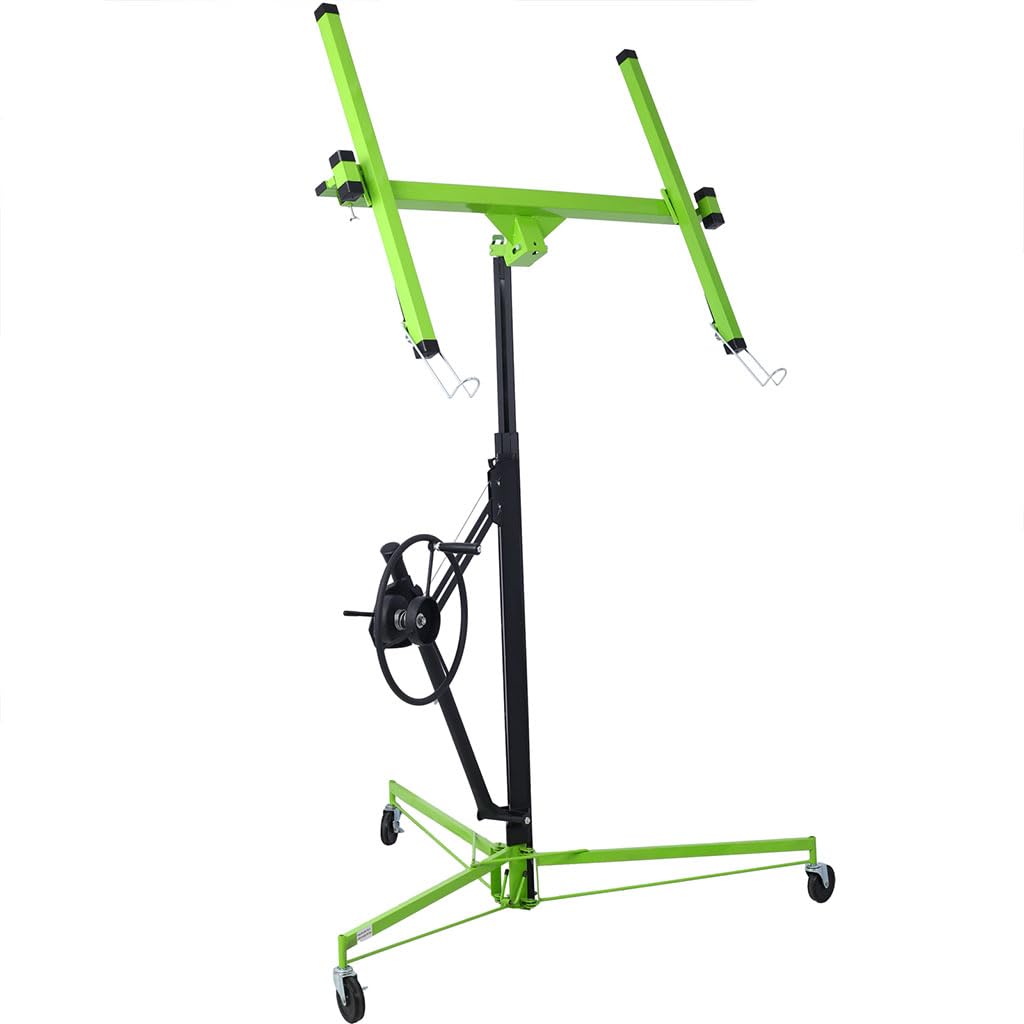 11ft Drywall Lift, Heavy-Duty 150 lbs Sheetrock Hoist with Adjustable Telescoping Arm, Lockable Wheels, Drywall Lifter Panel Jack Hoist Tools Ideal Sheetrock Lift Jack for Ceiling & Wall Installation,
