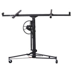 13 FT Drywall Lift, 150 lb Heavy Duty Drywall Panel Hoist with Adjustable Telescoping Ar and Lockable Wheels, Built-In Winch Brake, Collapsible Drywall Lift for Ceiling & Wall Installation,Blac