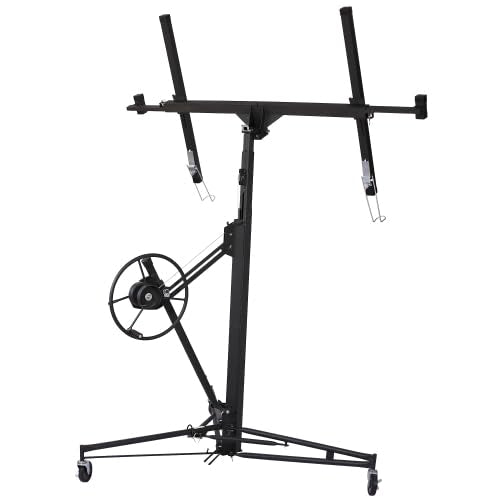 meskel Drywall Panel Hoist Drywall Lift Rolling Panel Hoist Jack Lifter 16ft Black Color