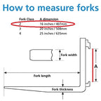 Forklift Forks 48 Inch Length, 1 Set; 1 Pair 5,160 lbs Lifting Capacity, 48" Length x 4" Width x 1-1/2" Thickness 4 FT Foot Class 2