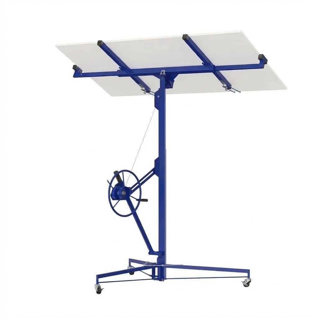 16 ft Drywall Lift, 150 LB Capacity, Heavy Duty Sheetrock Panel Hoist with Telescoping Arm, 360° Rotating & 60° Tilting Cradle, Adjustable Drywall Lifter for Ceilings & Walls, Yellow