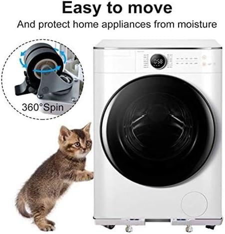 Washing Machine Stand with Wheels, Leveling Legs, 4 Locking Rubber Swivel Wheels and Strong Feet for Washer, Dryer, and Refrigerator Support