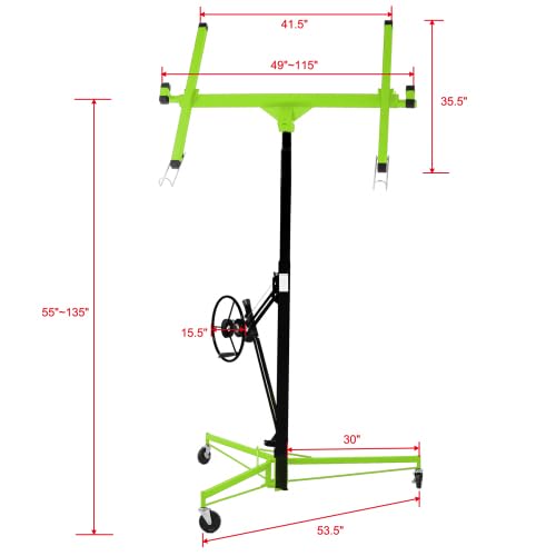11ft Drywall Lift, 150 Lbs Load Capacity, Sheetrock Hoist,Green