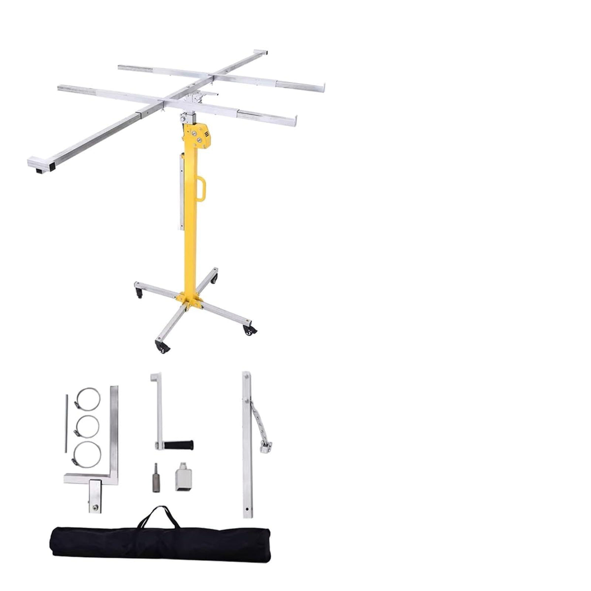Drywall Hoist Plasterboard Lifter, Portable Three In One Drywall Lift with Rolling Caster Wheels, Steel Sheetrock Lift Drywall Lift Manual And Electric Dual Purpose(Max Height 4.5m/177.7in/14.7ft)