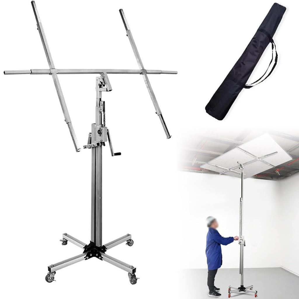 Gypsum Board Lifter, Sheet Lifter, Level Gauge, Lifting Jack Tool with Lockable Universal Wheels, Strong Load-Bearing Capacity, Suitable for Construction, Construction Sites ()