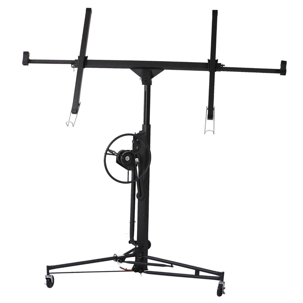 11' Lift Drywall Panel Hoist Jack Lifter with Rolling Caster Wheel and Adjustable Telescopic Arm