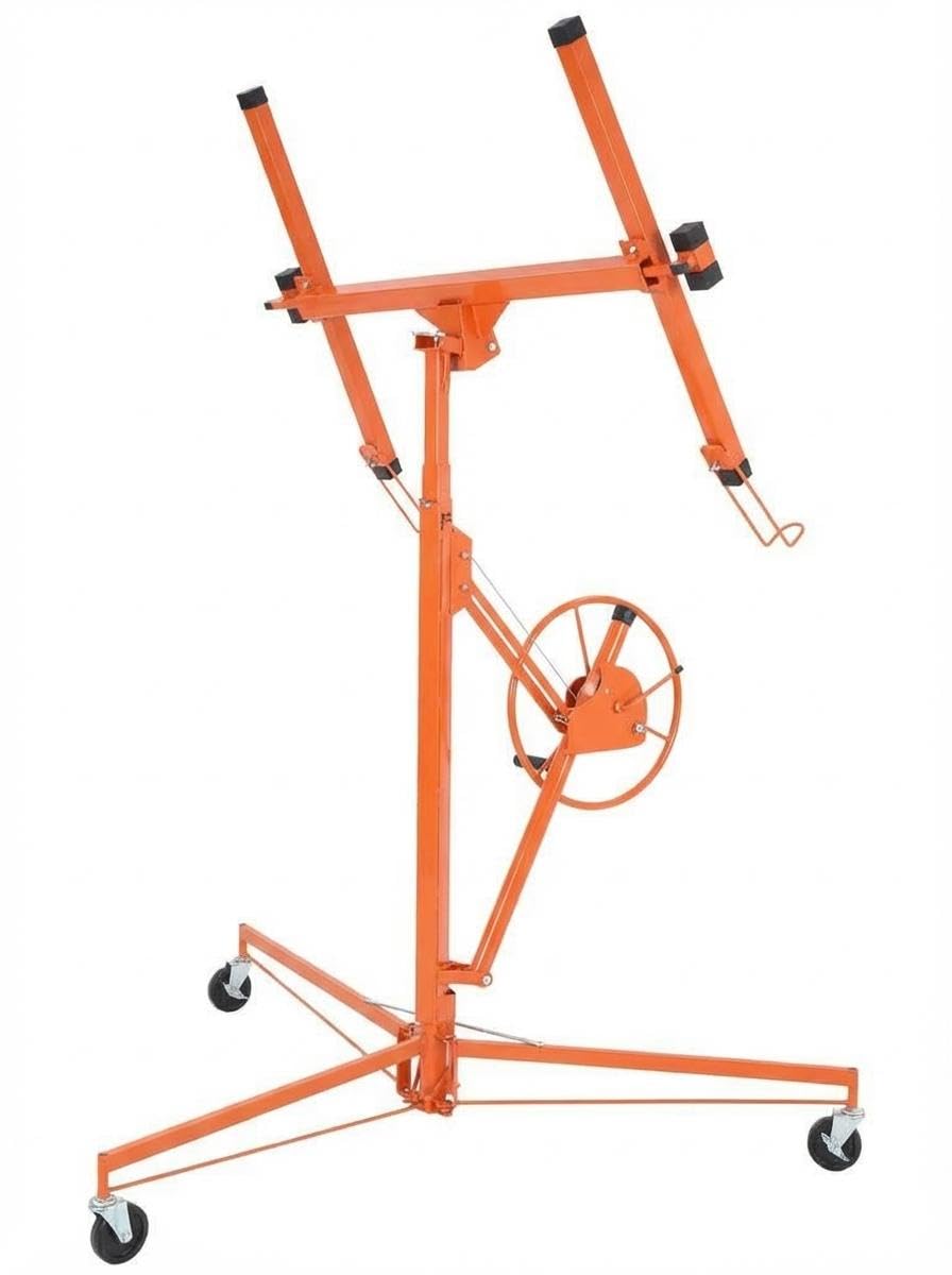 16 ft Drywall Lift, 150 LB Capacity, Heavy Duty Sheetrock Panel Hoist with Telescoping Arm, 360° Rotating & 60° Tilting Cradle, Adjustable Drywall Lifter for Ceilings & Walls, Yellow