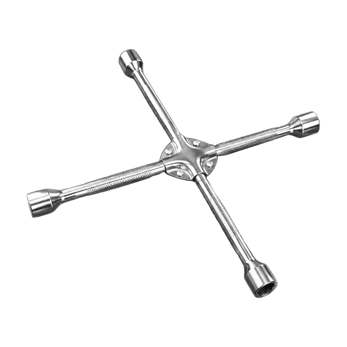 Cross-Shaped Wheel Wrench Textured Grip Tire Wrench with Four Socket Arms Heavy Duty Tool for Vehicle Owners, DIY Enthusiasts, Roadside Emergencies, 17-19-22-24MM