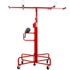 Geelife Drywall Lift Panel 13' Lift Hoist Jack Lifter Jack Rolling Caster Wheel 150-lb Capacity 4ft x 16ft Max Sheet Size Red