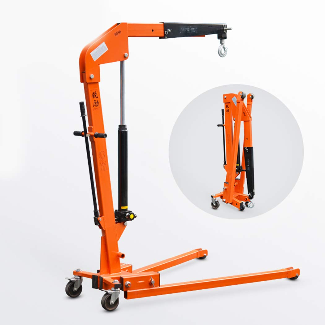 Mobile Single-arm Lift Multi-Function Folding Crane Heavy-Duty Hydraulic Lifting Crane Hanger 1100/2200 / 4400lb (Load 1100lb)