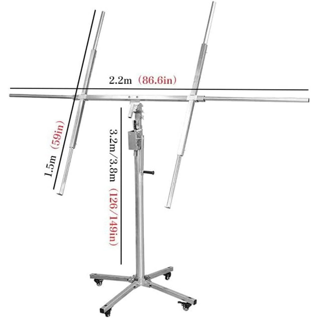 Plasterboard Lifter with Wheels, Heavy Duty Drywall Lift, Drywall Hoist Jack Tool Caster, Strong Load-bearing Capacity, for Carpentry Construction/Residential/Commercial,3.2m