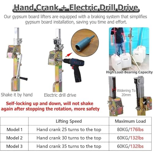 Heavy Duty Drywall Lifter with Lockable Swivel Wheels, 80kg Capacity, Adjustable Panel Lifting Jack Tool for Easy Drywall Installation and Handling (3.5m Reach)