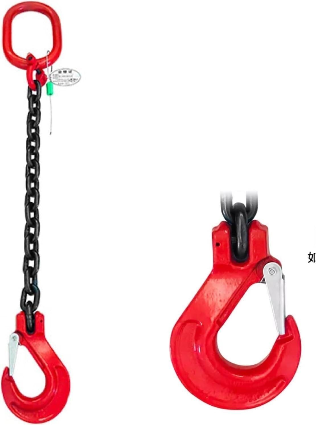 Heavy-Duty Lifting Chain with Grab Hook for Engine Hoisting and Sling Applications, High Load-Bearing Capacity,8 Ton