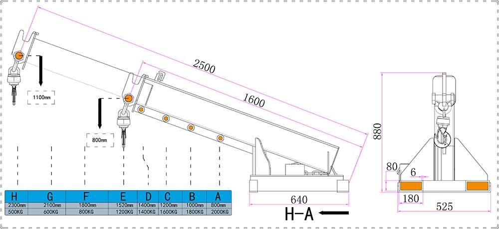 4400LB Adjustable Forklift Mobile Crane, Lifting Forklift Extension Attachments, Fix Angle Jib Boom Crane, W/Telescopic Boom and Hook, for Forklift Towing Handling 63in to 98in Extended Arm