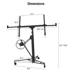 Drywall Lift 11FT – Drywall Lifter Panel Jack, 150LBS Heavy Duty Sheetrock Hoist with 360° Adjustable Telescopic Arm & Wheels (Black)