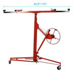 13 FT Drywall Lift, Heavy Duty Sheetrock Panel Hoist with 150 LBS Capacity, Adjustable Telescoping Arm, Built-In Winch Brake & Locking Wheels, Foldable Drywall Lifter for Ceiling and Wall Installation