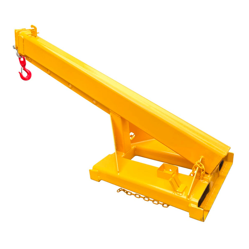 INTBUYING Adjustable Forklift Jib Boom Crane, Lifting up to 4400LB/2T, with a Mobile Crane Hoist and Truss Hook Extension Attachment Ranging from 63-98in for Forklift Towing and Handling Equipment