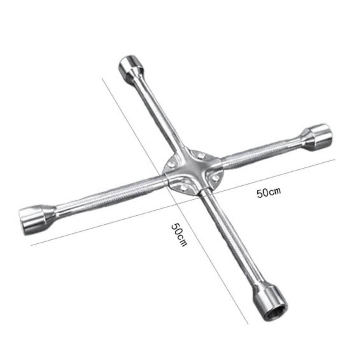Cross-Shaped Wheel Wrench Textured Grip Tire Wrench with Four Socket Arms Heavy Duty Tool for Vehicle Owners, DIY Enthusiasts, Roadside Emergencies, 17-19-22-24MM