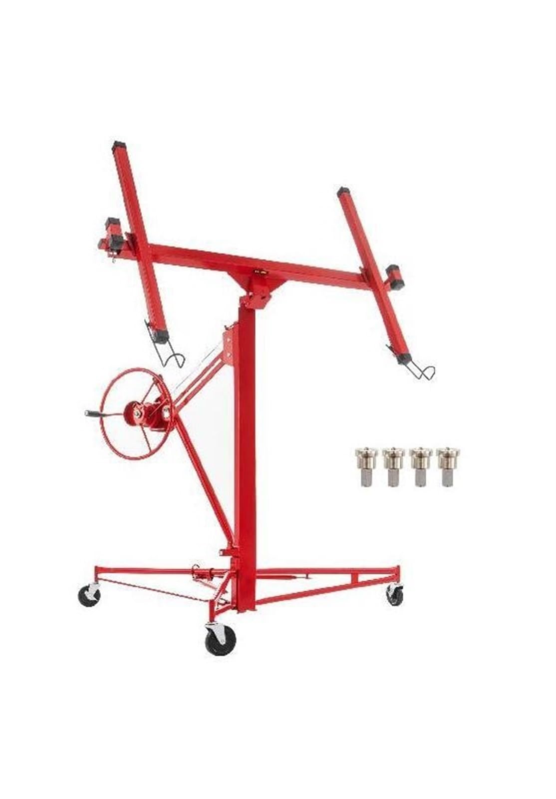 11FT Drywall Rolling Lifter with Lockable Wheels 150Lbs Capacity Heavy Duty Plasterboard Panel Tilting Hoist Jack Lifter
