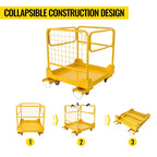 36''x36'' Forklift Safety Cage, Forklift Work Platform with Door, Foldable Lift Man Basket Aerial Rails for Aerial Work