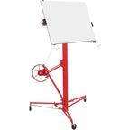16 FT Drywall Lift Panel Rolling Hoist Jack Lifter, Sheetrock Lift Drywall Lift, Foldable Adjustable Drywall Jack Lift for Ceiling and Walls and Home Improvement, with 3 Lockable Wheels, Red