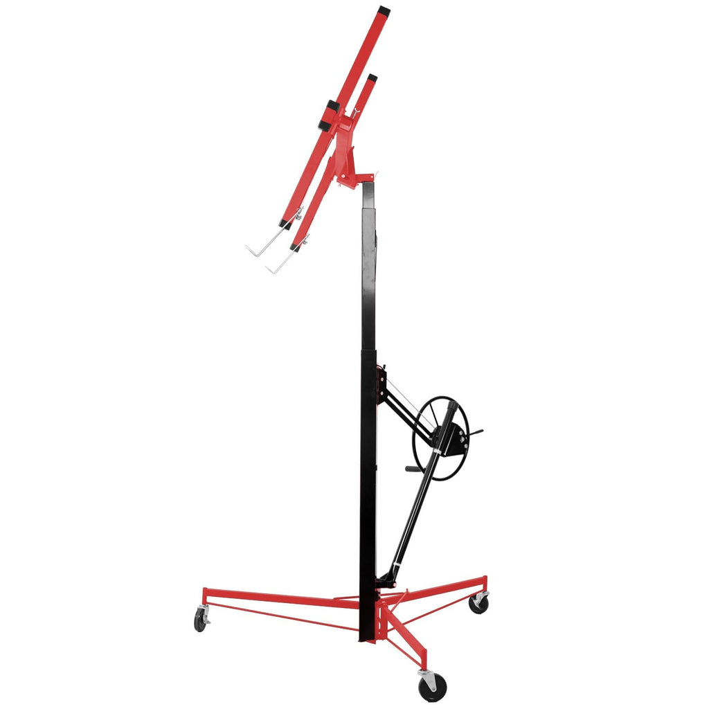 11FT Drywall Lift Hoist, 150 lbs Capacity Panel Lifter with Telescoping Arm, Steel Construction Drywall Hoist for Ceiling Installation, 4-11FT Adjustable Height(Black+Red)