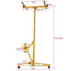 Heavy Duty Drywall Lift for 4x16 Panels, 150 lb Capacity Steel Wall & Ceiling Installation Hoist with Brake Winch, Yellow
