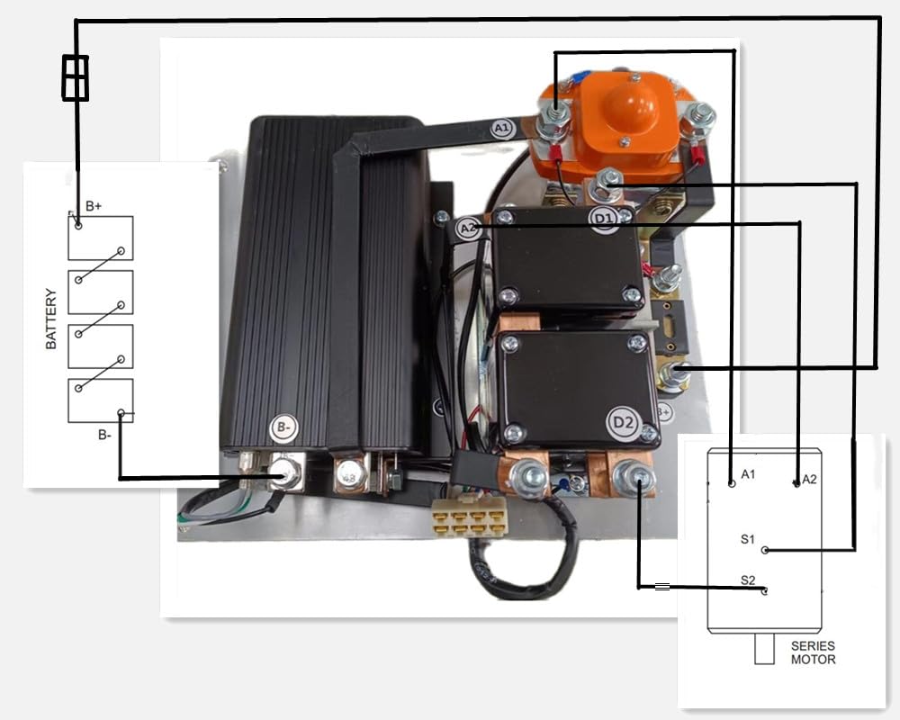 Electric Vehicle Golf Cart Forklift Truck 72V 400A Motor Speed Controller Assembly 1205M 72 Volt 400 Amp with 803 Battery Gauge GE304 Reversing Contactor 0-5K Throttle Pedal (72V)