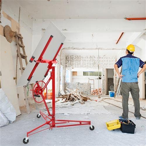 Heavy-Duty Drywall Lifter for Single-Person Drywall Installation – Rolling Caster Hoist with Tilting Cradle and Built-in Brake