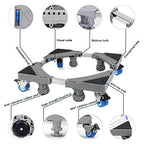 Washing Machine Stand with Wheels, Leveling Legs, 4 Locking Rubber Swivel Wheels and Strong Feet for Washer, Dryer, and Refrigerator Support