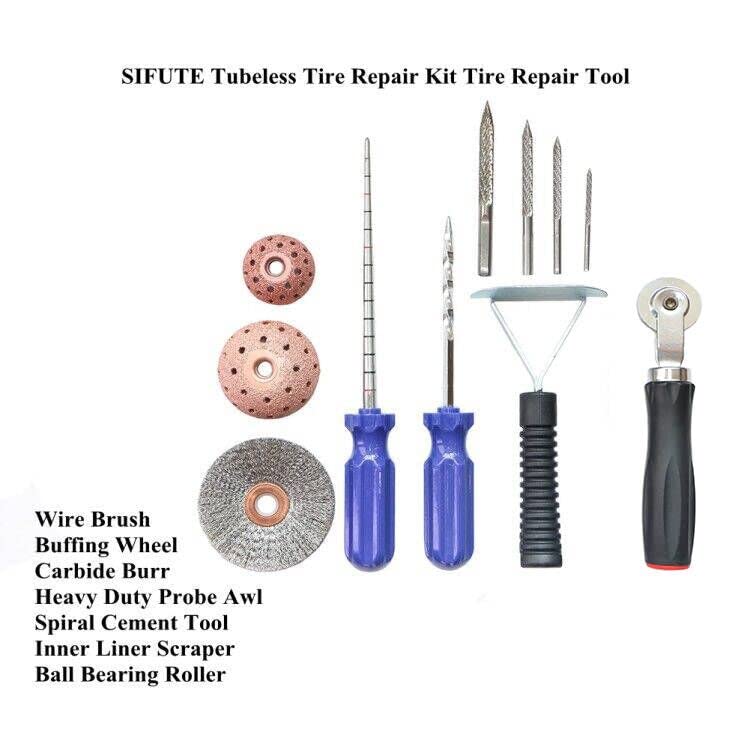 Pneumatic Reversible Air Drill 1800rpm Low Speed 4000rpm High Speed AirTire Buffer Tire Grinder With Rear Exhaust & Whip Hose,Domed Contour Rasps For Inner Liner Cleaning,Reaming And Drilling