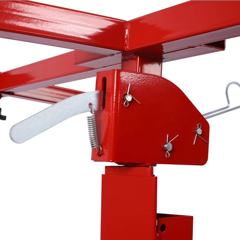 16' Drywall Lift Panel Hoist Jack Lifter Jack Rolling Caster Wheel Sheetrock Drywall Lift Construction Tools, 150lb Capacity, 4ft x 16ft Max Sheet Size, Red