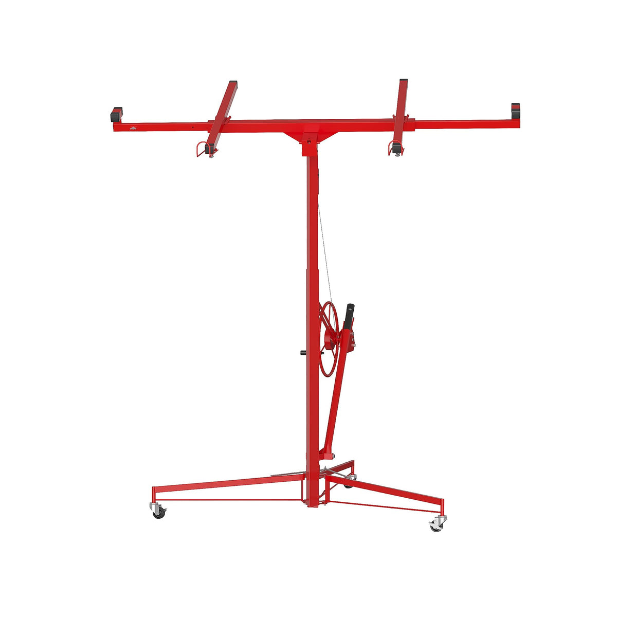 11ft Drywall Lifter Panel Hoist, 150 Lbs Load Capacity Heavy Duty Sheetrock Lift with Wheels, 360° Rotating Adjustable Drywall Jack Lift for Home Improvement, Red