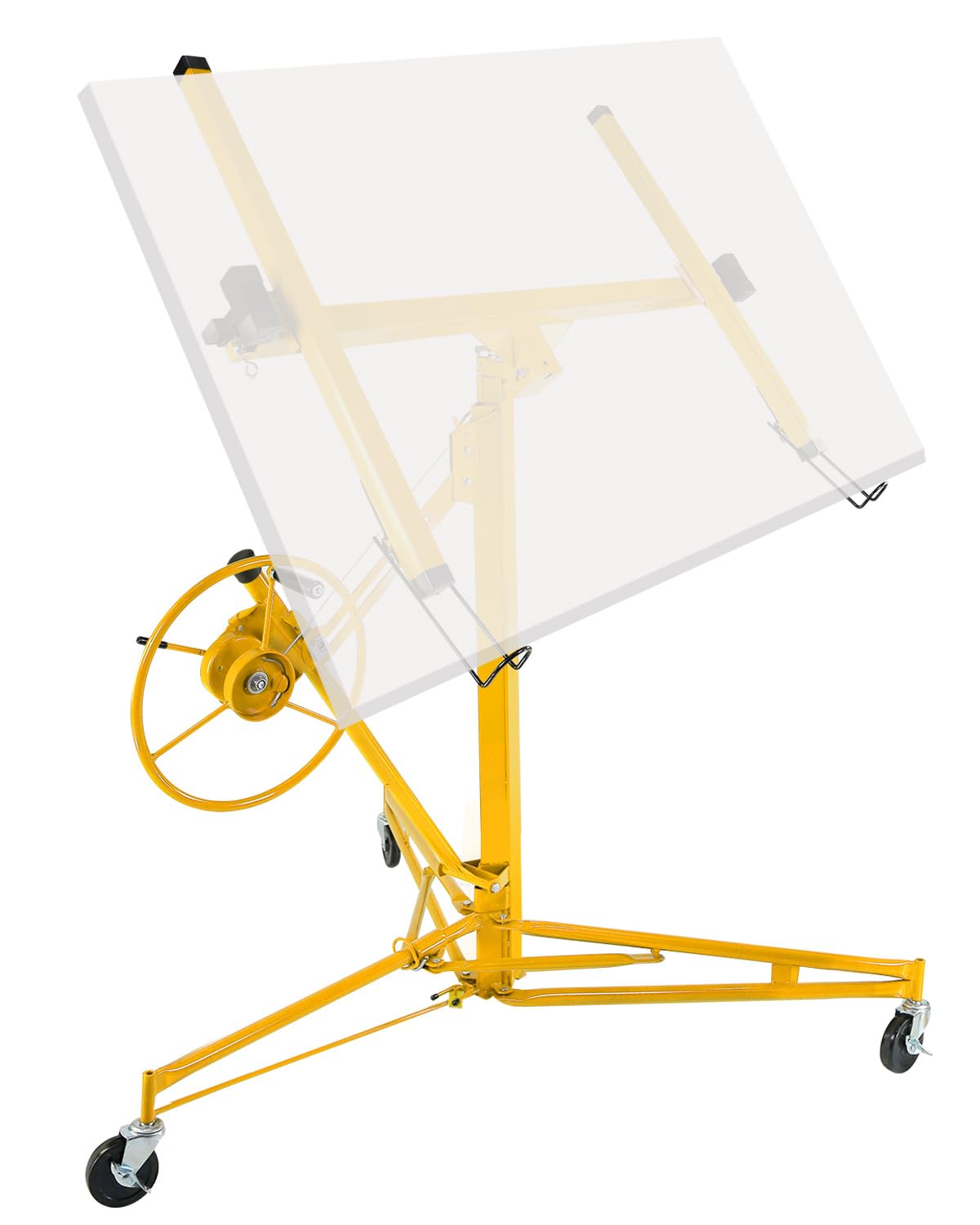 11 ft Drywall Lift Jack 150LB, 3.5–11FT Telescoping Panel Hoist with 60° Tilt & 360° Rotation, Heavy-Duty Carbon Steel Sheetrock Lifter, Locking Casters for Ceiling & Wall Installation