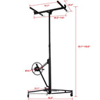 11' Drywall Rolling Lifter Panel,150lb Weight Capacity Panel Hoist Jack Tool Jack Lifter with Adjustable Telescopic Arm and 3 Lockable Wheels - Easy Assembly,Ideal for DIY and Home Renovation