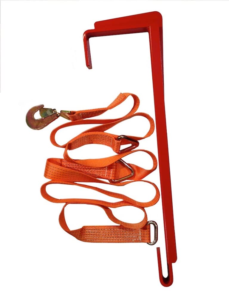Pallet Puller Bar (with 3.7m Strap). For Forklifts – 74x18 cm Steel Pallet Hook & Polyester Pallet Puller Strap with Steel Hardware – Forklift Pallet Grabber for Pallet Transport