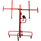 Geelife Drywall Lift Panel 16' Lift Hoist Jack Lifter Jack Rolling Caster Wheel 150-lb Capacity 4ft x 16ft Max Sheet Size Red