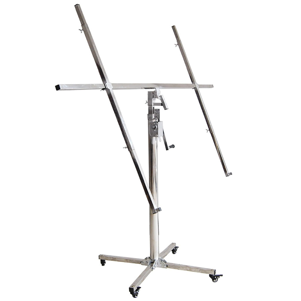 Drywall Lifter Tool, Easy to Move with Casters 3-in-1 Galvanized Steel Pipe Sheetrock Lift Adjustable Telescopic Arm Suitable for Woodworking Construction Tools Residential Commercial(3.7M)