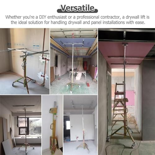 Heavy Duty Drywall Lifter with Lockable Swivel Wheels, 80kg Capacity, Adjustable Panel Lifting Jack Tool for Easy Drywall Installation and Handling (3.5m Reach)