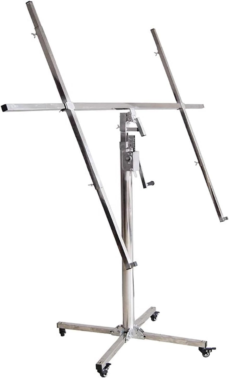 Rolling Saving Labor Sheetrock Jack Lift Tools, Drywall Lift Stainless Steels Board Lifter for Drywall, 4 Wheels Plasterboard Ceiling Hoist for Construction(2.8m(9ft))