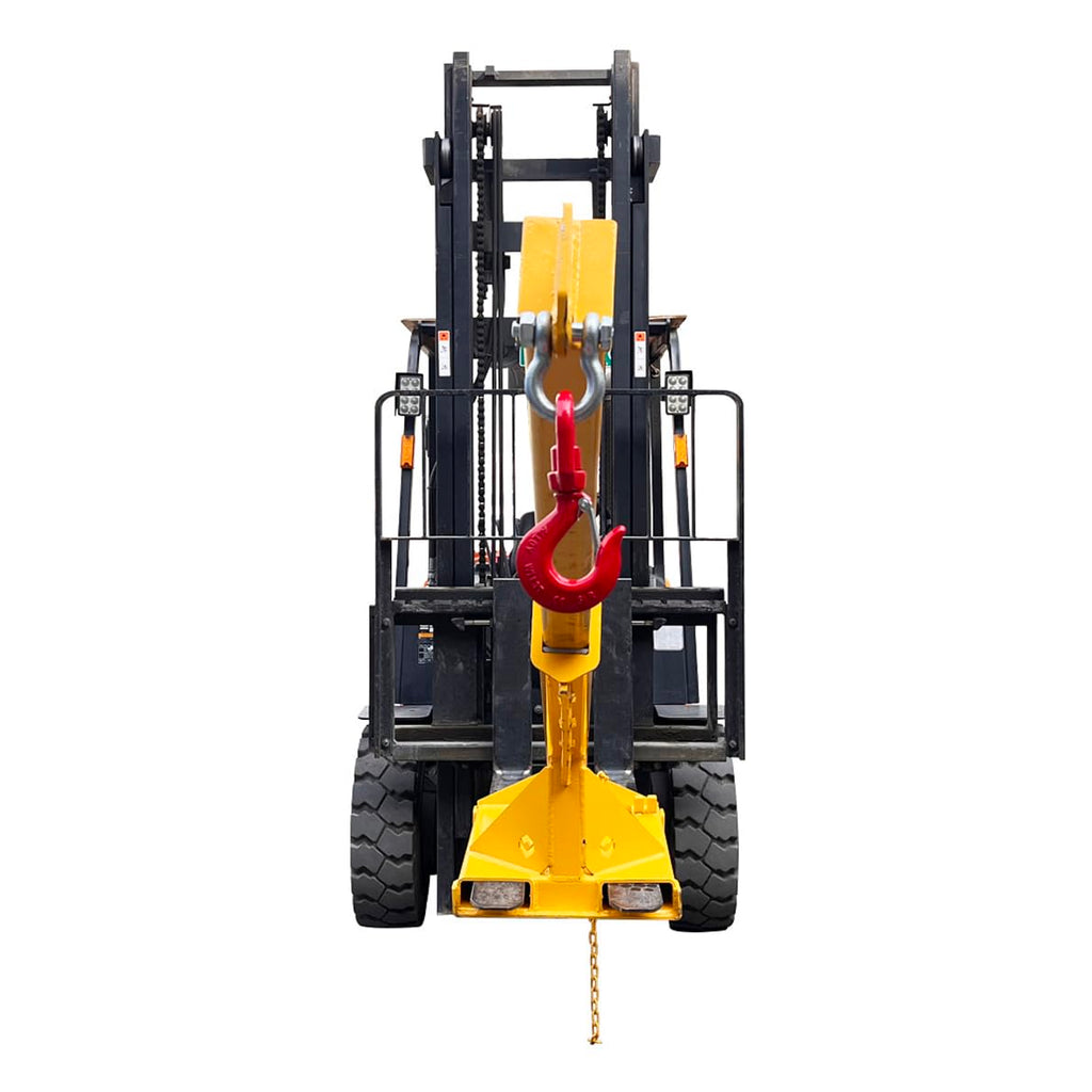 INTBUYING Adjustable Forklift Jib Boom Crane, Lifting up to 4400LB/2T, with a Mobile Crane Hoist and Truss Hook Extension Attachment Ranging from 63-98in for Forklift Towing and Handling Equipment
