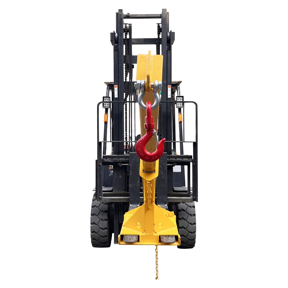 2 Ton (4400 lbs) Forklift Jib Boom Attachment, 63-98in Adjustable Telescopic Lifting Crane Arm, One Hook, Heavy Duty Forklift Extension for Material Handling, Towing & Lifting Equipment